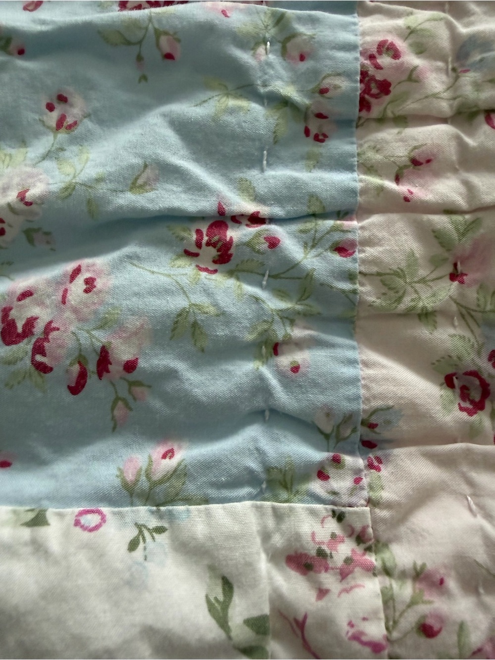 Simply Shabby Chic Pastel Patchwork Quilt in Blue, Cream, and Pink Twin size - Picture 4 of 8